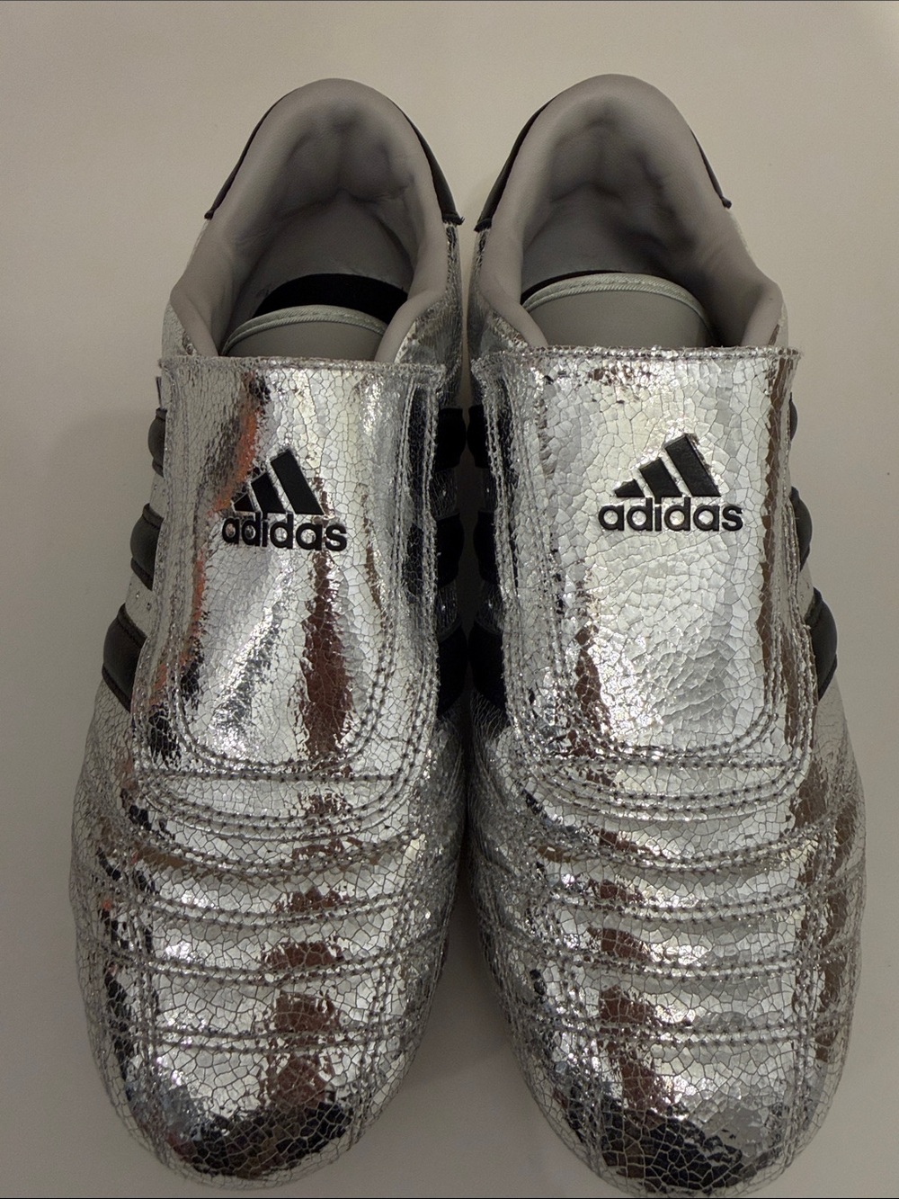 adidas Silver Taekwondo trainers Metallic Slip-On Sneakers with Black Insole - Picture 3 of 6